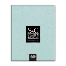 SEBASTIEN & GROOME Linen Look Tablecloth Powder-Blue 60"X84" Oblong