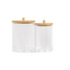 Bodico 2-Piece Round Plastic Storage Containers with Bamboo Lid, 6.1"L x 5.12"H x 3.54"W, Beige