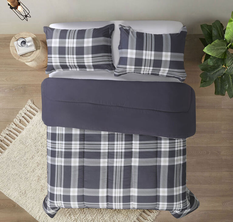 Swift Home - Printed Comforter Set Twin Plaid