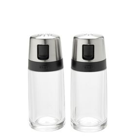 Salt and Pepper Mill, Clear Acrylic with Olive Wood Top, Torre