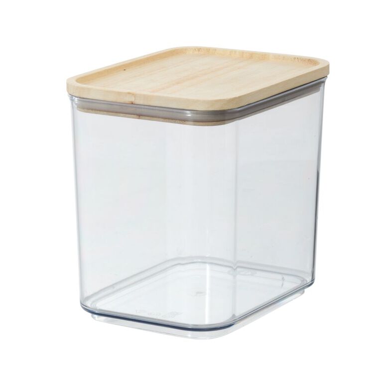 iDesign RPET Canister w/Wood Lid 8.4 cups Clear/Natural