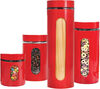 JS Gourmet 4Pc Canister Set  S/S  Red