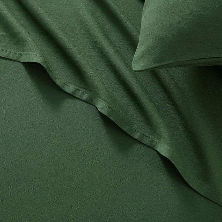 Naturally Yours King Bamboo Linen Sheet Set Forest Green