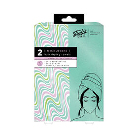 SD Core 2Pc Hair Drying Towels - Seafoam & Waves
