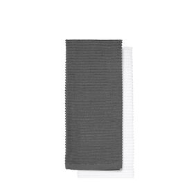 Harman S/2 Solid Pantry Terry Towels 16x24" Charcoal