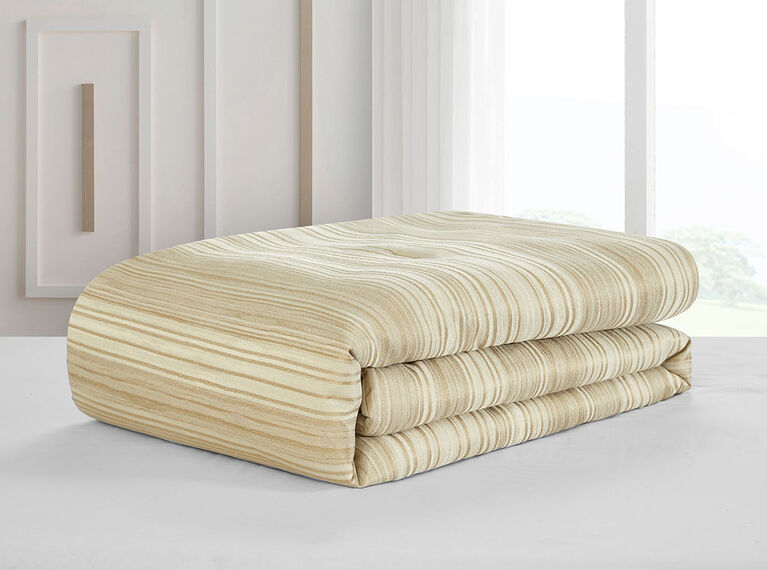 Beco Home Golden Stripe 10 Pc King Bed in a Bag Comforter Set
