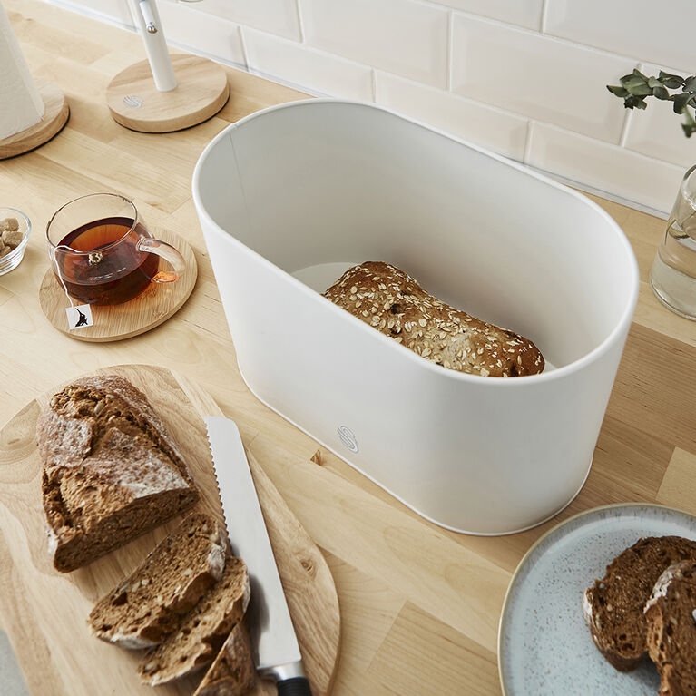 Swan Nordic Bread Bin and Cutting Board - White