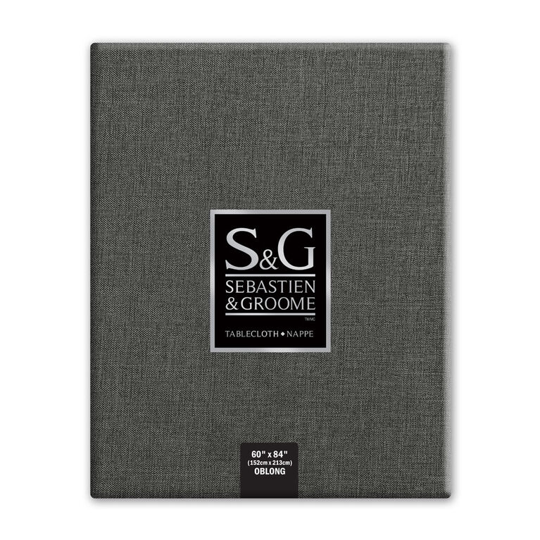 SEBASTIEN & GROOME Linen Look Tablecloth Grey 60"X84" Oblong