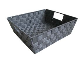 Storage Solution Grey Large Woven Strap Bin