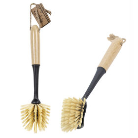 Home Essentials All Purpose Cleaning Brush with Bamboo Handle, Matte Black