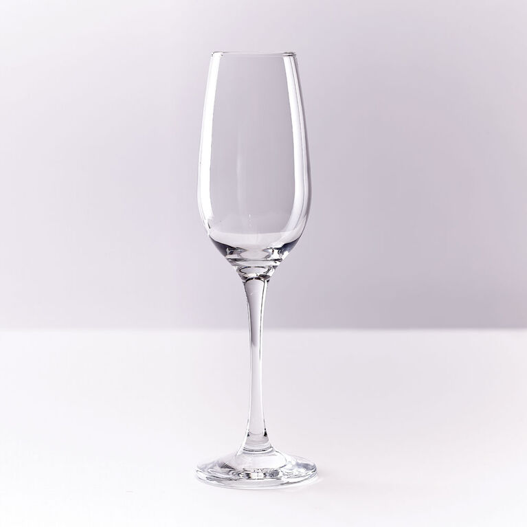 S&CO Amber Glass Flute 215Ml S/4