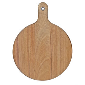Luciano Gourmet Acacia Wood Round Serving & Cutting Board, 16"L x 12"W, Brown