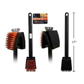 Better Barbeques Heavy Duty 3-in-1 Nylon Grill Brush, 17" x 3.5", Black