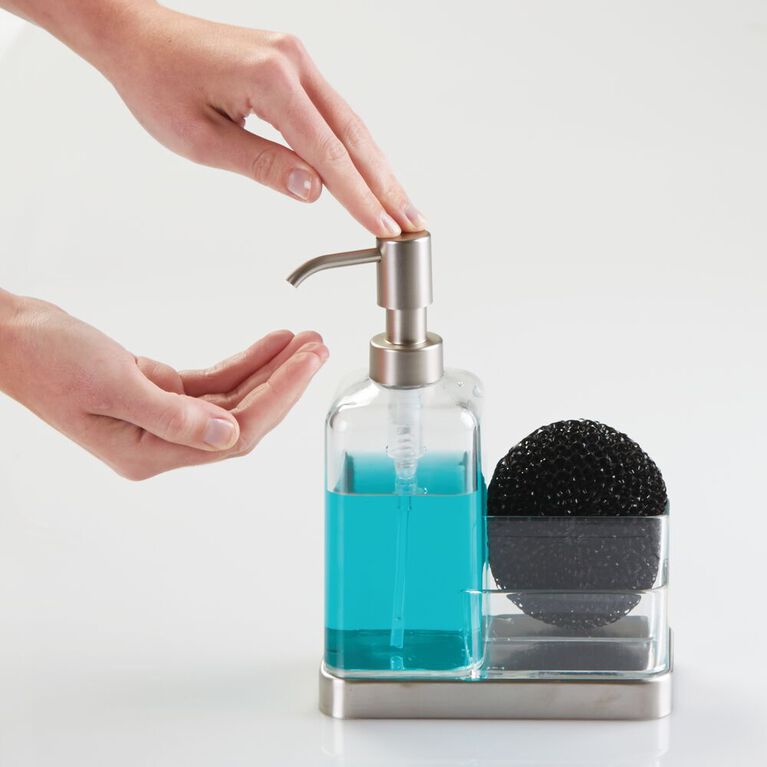 iDesign Forma 2 Soap & Sponge Caddy Clear/Brushed SS