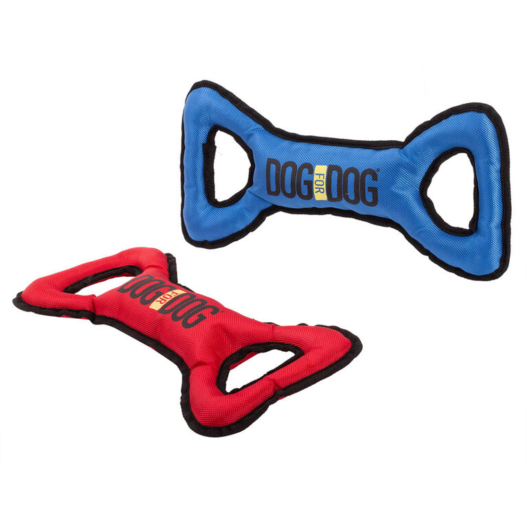 Paws Double Ended Handle Tug Toy for Dogs, 13"L - colour may vary, selected at random, 1 per order