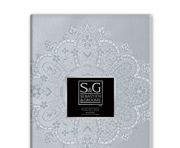 SEBASTIEN & GROOME Lace Medallions Tablecloth Silver 70"X70" Square