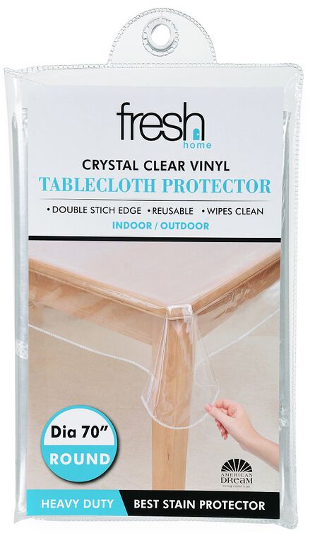 Fresh Home 70" Round 3.6 Gauge Clear PVC Tablecloth Protector