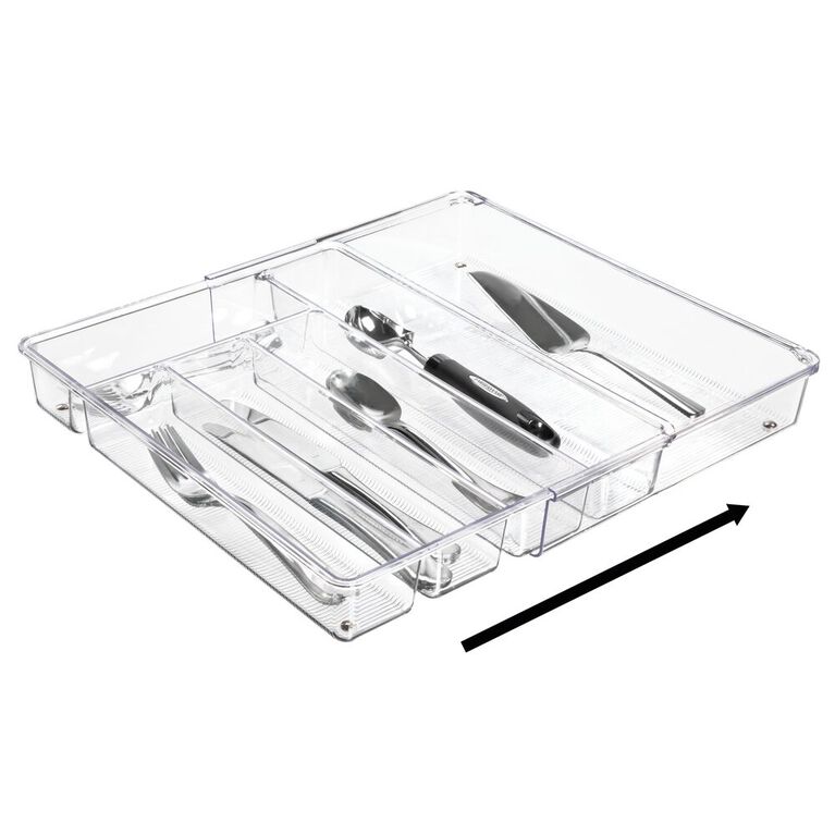 iDesign RPET Linus Cutlery Expandable Drawer Org Clear