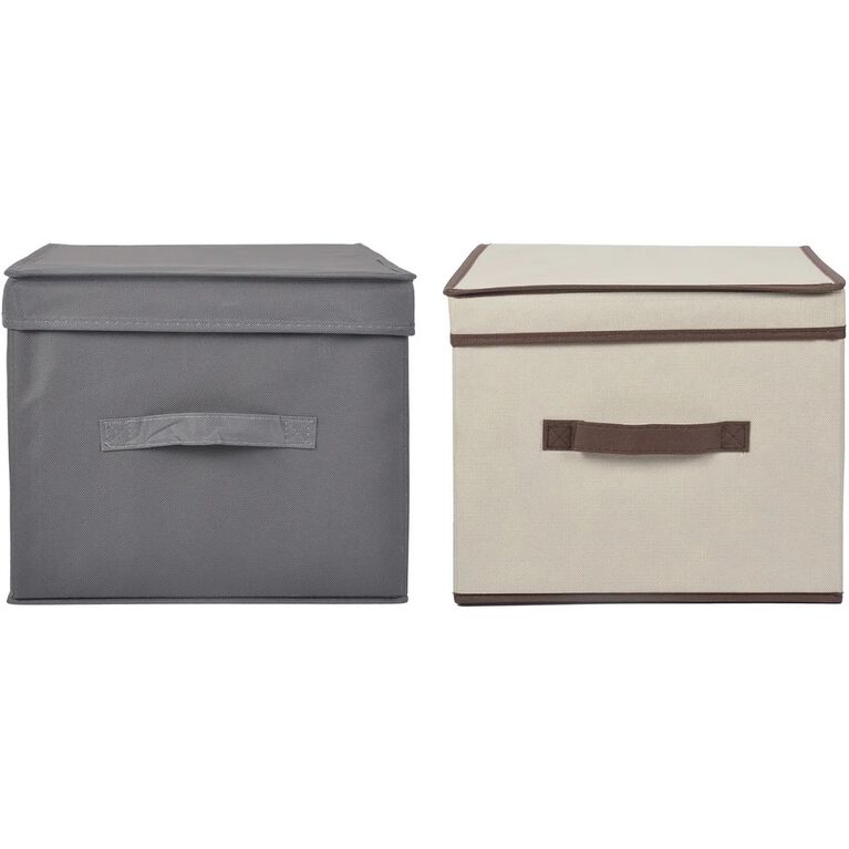 Storage Solution Large Non Woven Storage Box with Lid, colour assortment  may vary, 1 item per order