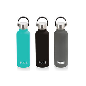 PURE Stainless Steel Vacuum Insulated Water Bottle with Handle, 25 Ounces - colour may vary, selected at random, 1 per order