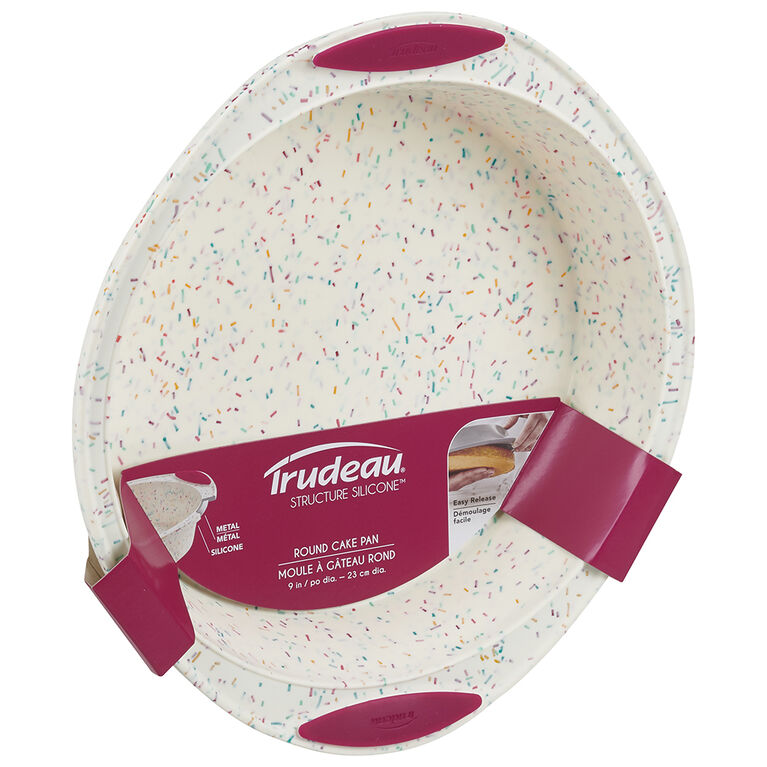 Trudeau Round Cake Pan Confetti Fuchsia 9"