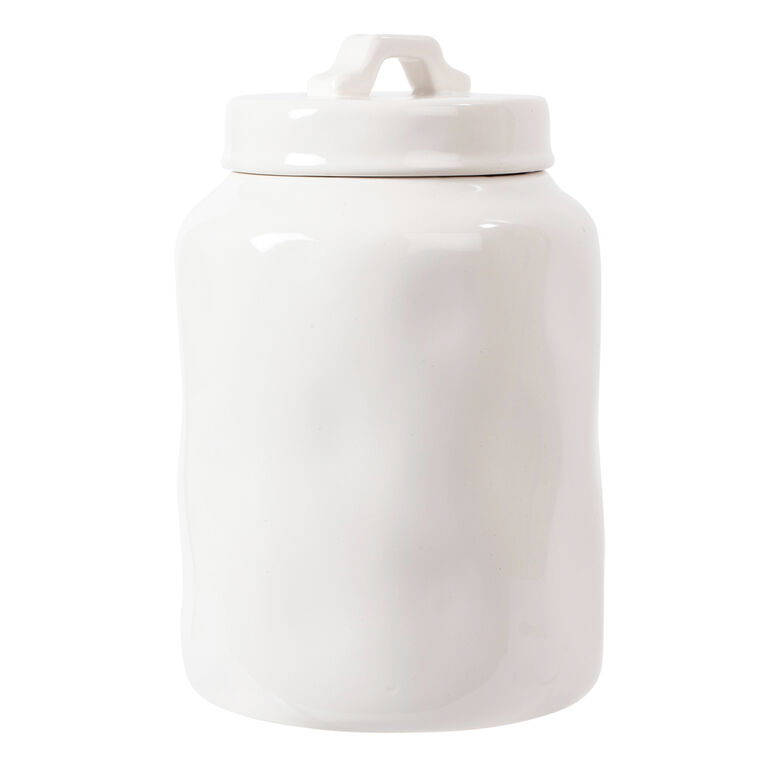Truu Design Farmhouse Modern Ceramic  Coffee Jar, 9.5"H x 4"Diameter, White