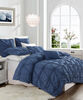 Swift Home Double/Queen Duvet Cover Set - Floral Ruched, Navy