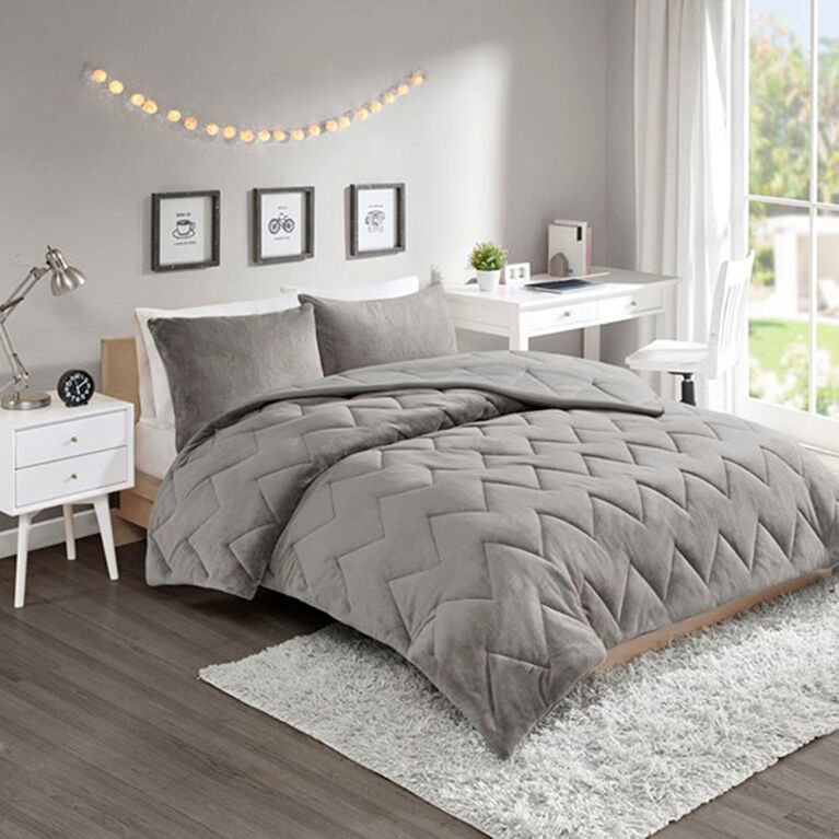 Intelligent Design Kai Comforter Set Double/Queen Grey