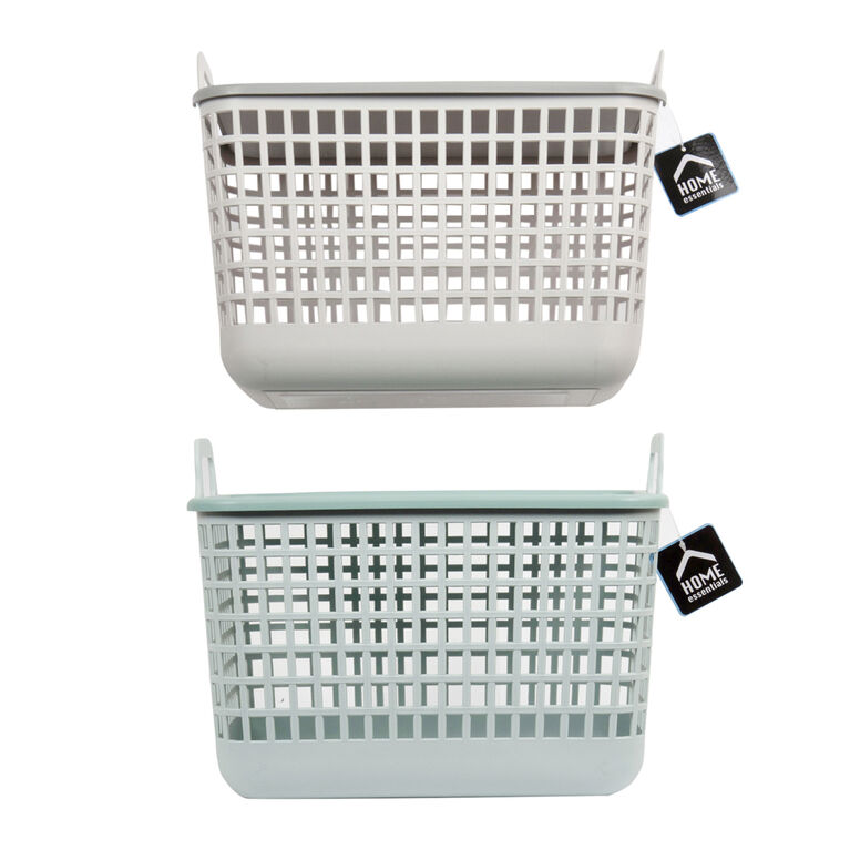 Home Essentials Storage Basket with Handles & Lid, 13"L x 9.25"W x 10"H