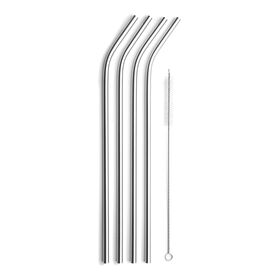 Final Touch Curved Stainless Steel Straws - Set of 4