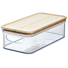 iDesign RPET Crisp 6 x 12.5 Bin with Wood Lid Clear/Natural
