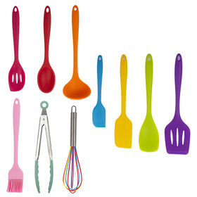 Luciano Gourmet 10-Piece Silicone Cooking & Baking Kitchen Utensil Set, Multicolour