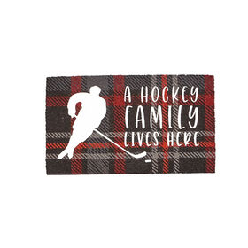 A Hockey Family Lives Here Coir Mat