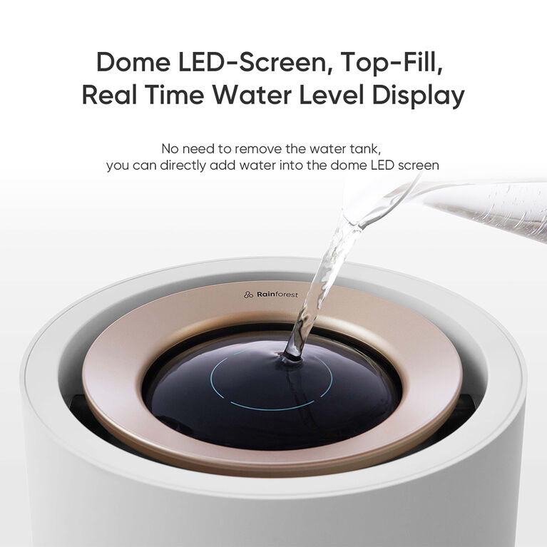Smartmi Rainforest Humidifier Simulates Natural Rainfall, Soothing Rainfall Noise, 3L Top Fill, 15 Hours of Continuous Runtime, Mist-Free, Smart APP Control, Auto Shut-Off, Self-Cleaning, Child Lock.