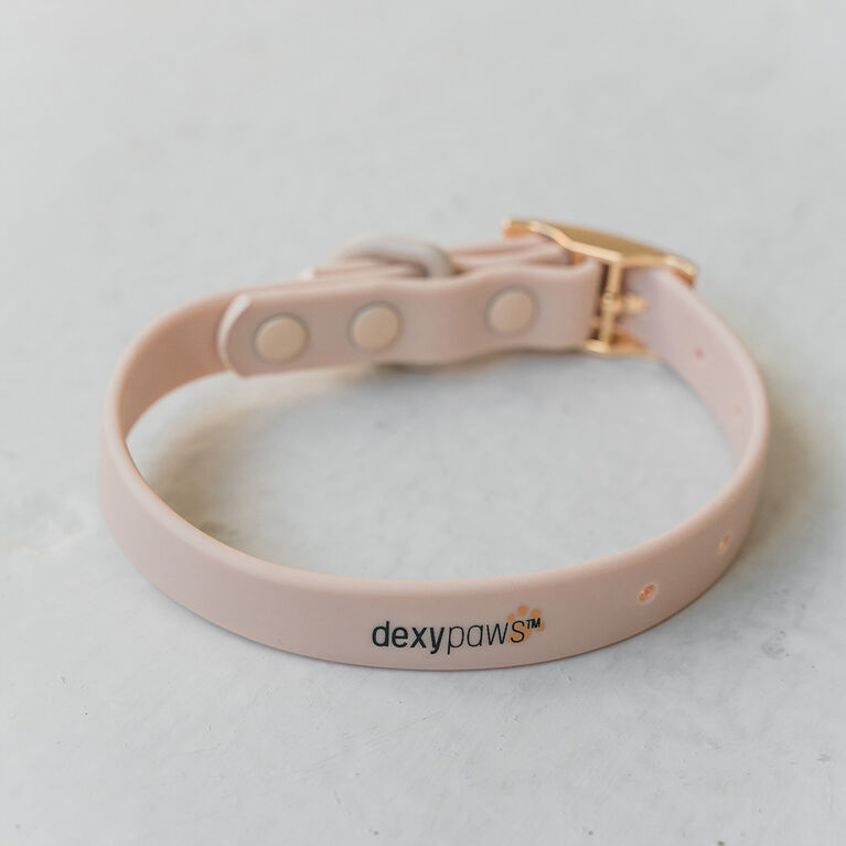 Dexypaws Waterproof Dog Collar in Nude - Size S