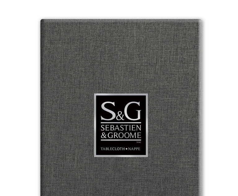 SEBASTIEN & GROOME Linen Look Tablecloth Grey 60" Round