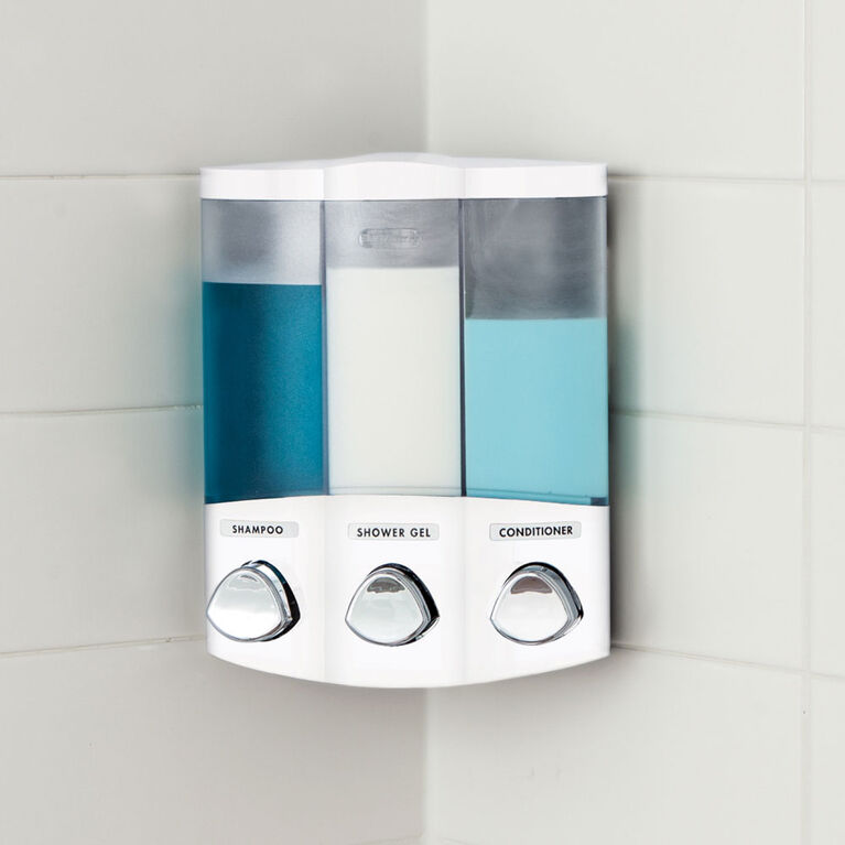 Better Living Products TRIO Shower Dispenser 3 Chamber, White