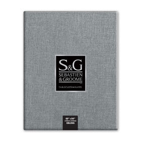SEBASTIEN & GROOME Linen Look Tablecloth Silver 60"X84" Oblong
