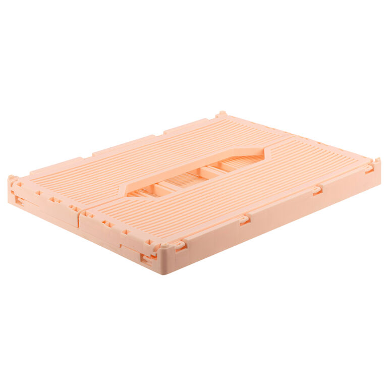 Truu Design Folding Plastic Storage Organization Crate, 16"L x 12"W x 7"H, Pink