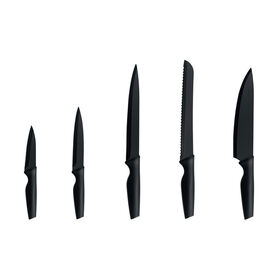 JS Gourmet 6Pc Knife Set W/Rack  Black