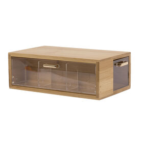 Bodico Bamboo Storage Container with Plastic Drawers, 9"L x 5"W x 3"H