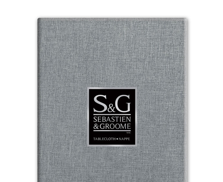 SEBASTIEN & GROOME Linen Look Tablecloth Silver 60"X84" Oblong