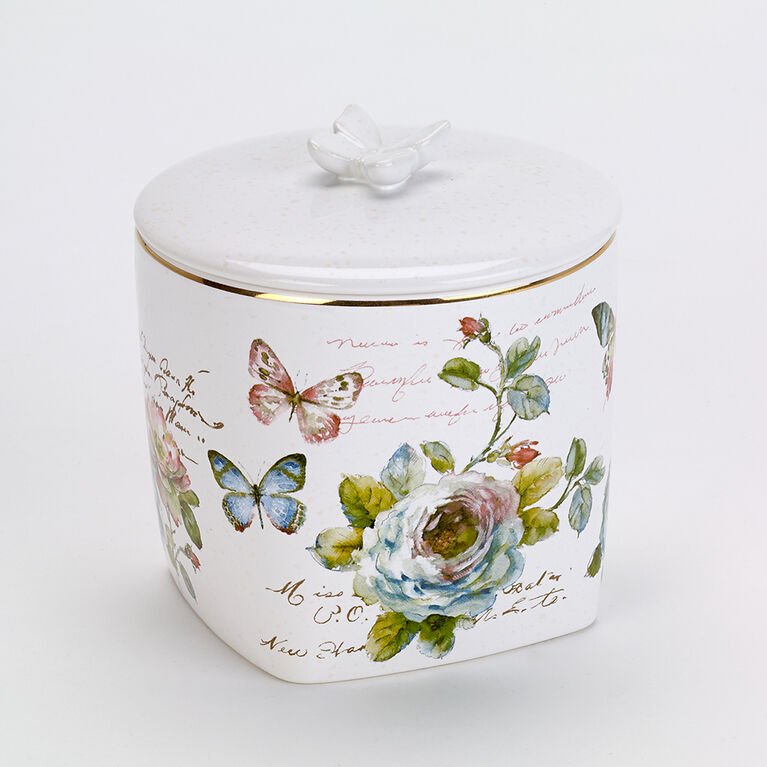 Avanti Linens Butterfly Garden White Jar