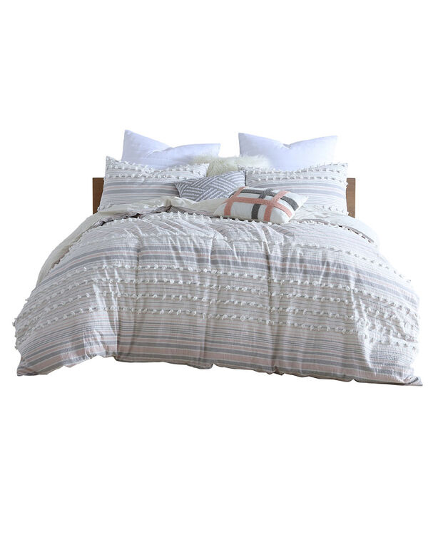 Comforter Set 7-Piece Bed in a Bag King Size Blush, Premium Pinch
