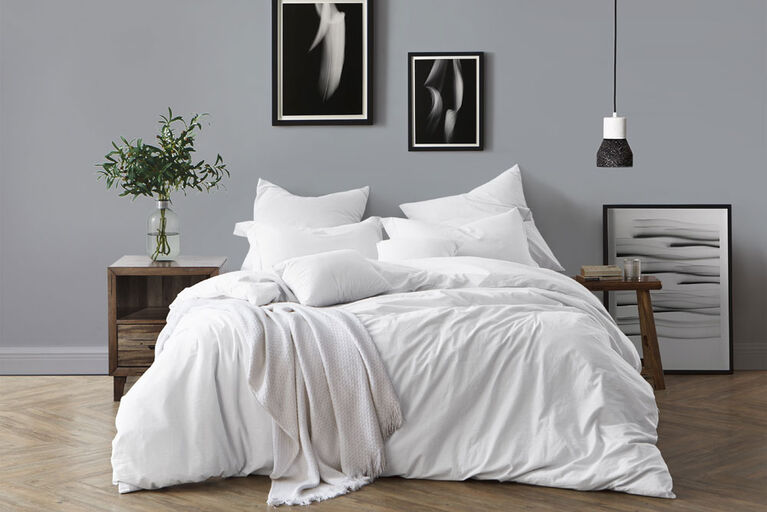 Swift Home  King Duvet Cover Set - Prewashed Yarn Dyed  Cotton, Ivory