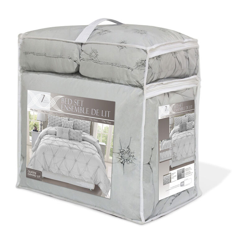 S&CO Chateau 7PC Grey King Comforter Set