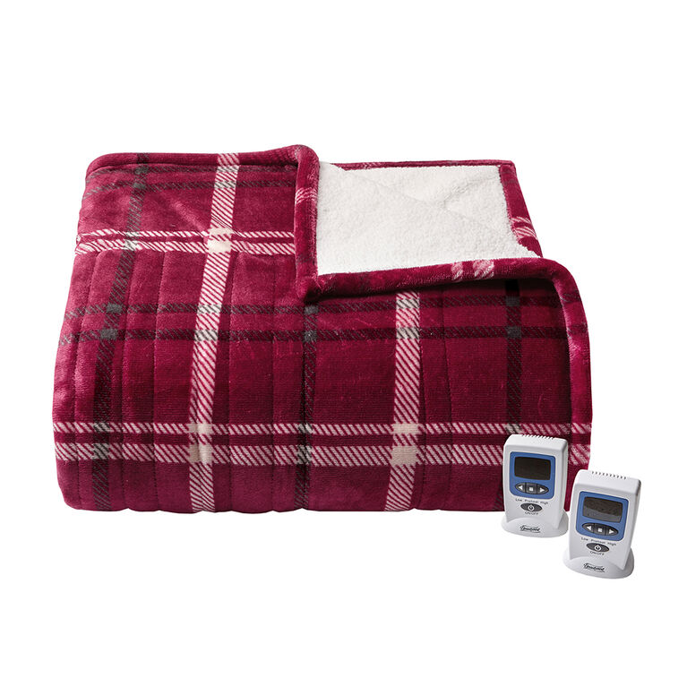 Beautyrest Microlight to Sherpa Heated Blanket Queen Taupe