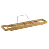 Bodico Expandable Bamboo Bathtub Caddy Tray With Stainless Steel Book & Tablet Holder, 5.8"L x 28"H x 1.8"W, Beige