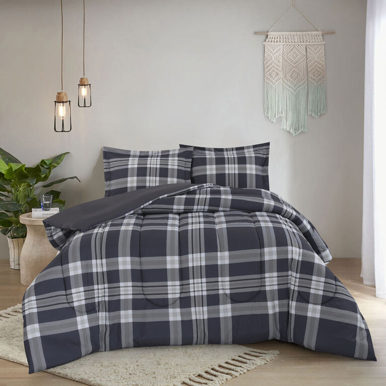 Swift Home - Printed Comforter Set Twin Plaid