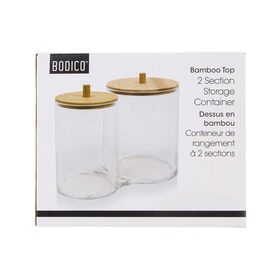 Bodico 2-Piece Round Plastic Storage Containers with Bamboo Lid, 6.1"L x 5.12"H x 3.54"W, Beige